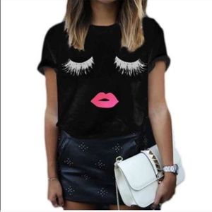Black Lashes and Lips T Shirt